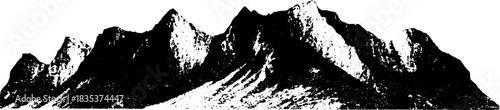 Abstract monochrome mountain ridge stencil design
