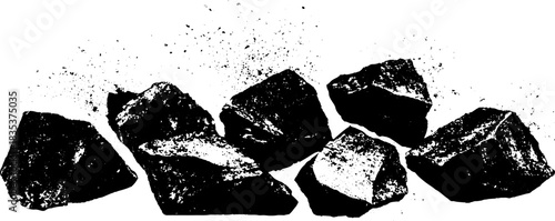 Monochrome stencil art of brittle clay fragments for urban design