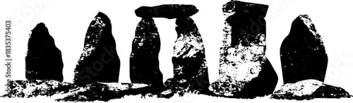 Monochrome stencil art of ancient stone totem for urban design projects