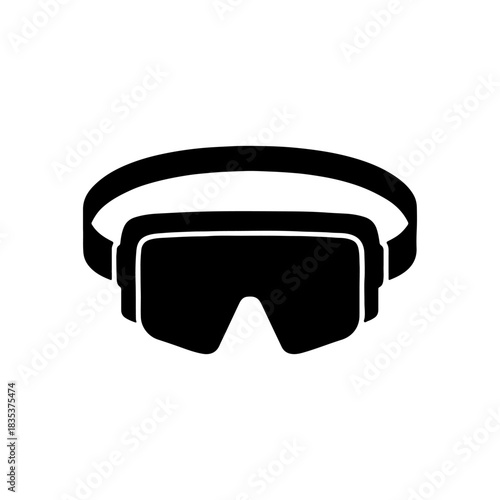 Simple black silhouette of virtual reality headset with strap