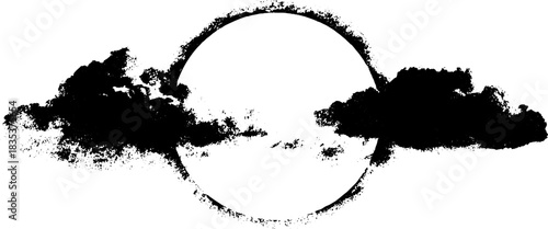 Black and white cloud formation stencil art for design projects