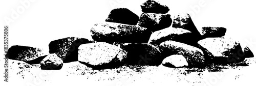 Black and white stencil of coarse brushwood heap illustration for urban art projects