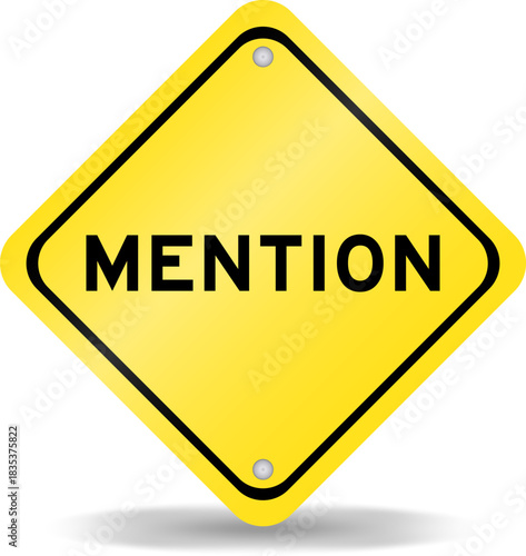Yellow color transportation sign with word mention on white background