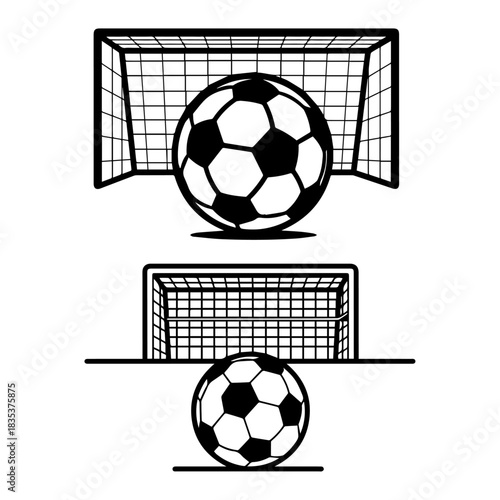 football and goal net silhouette pack