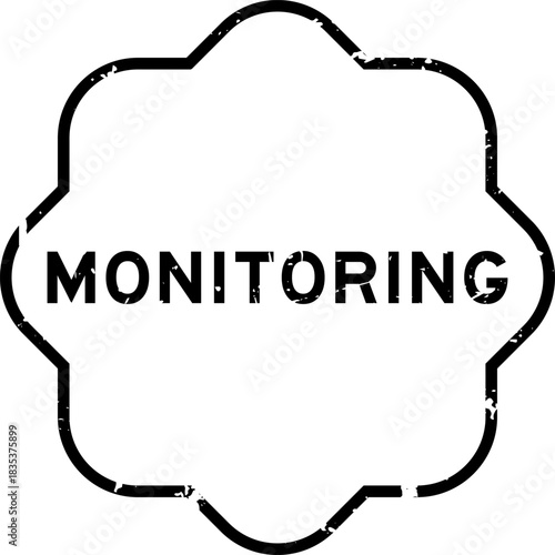 Grunge black monitoring word square rubber seal stamp on white background