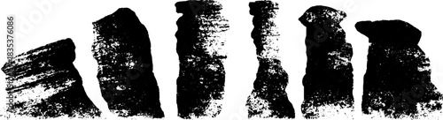 Monochrome stencil art of collapsing dune walls