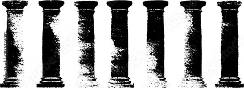 Black and white stencil design of classical columns for architectural art and design
