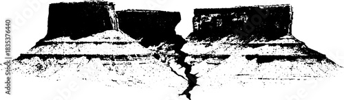 Crackled cliff surface stencil art for urban grunge design