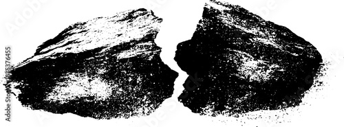 Black and white cracked mineral stone stencil illustration for urban art design