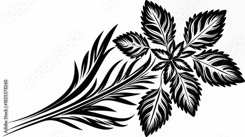 black and white silhouette of flowers