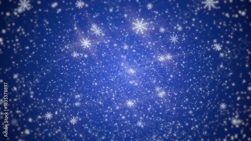 pretty snowflakes falling with a shiny starlight glow over a royal blue festive Christmas holidays wintry snow flurry storm animated motion background 4K