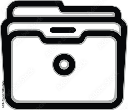 Stylized Folder Icon with Document Symbol and Outline file storage