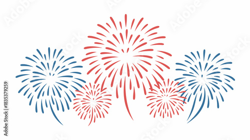 Vibrant burst of colorful fireworks illuminating the night sky with a festive and celebratory display of light and energy