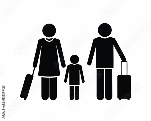 Family vacation icon silhouette vector illustration isolated on white background