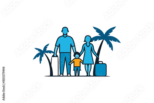 Family vacation vector illustration isolated on white background