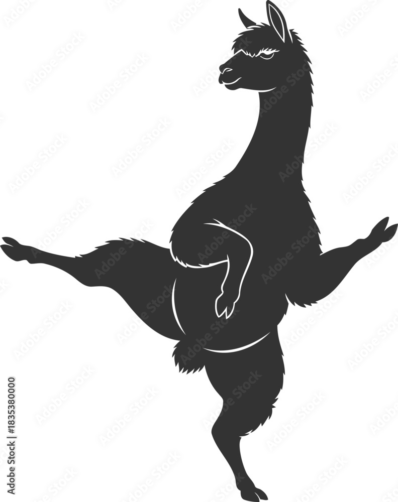 Naklejka premium Graceful llama dancing silhouette in a ballet pose