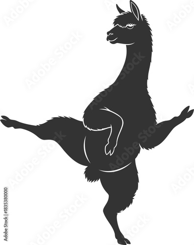 Graceful llama dancing silhouette in a ballet pose