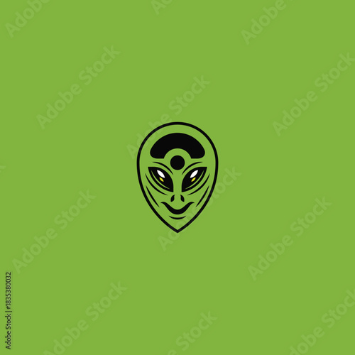 Alien car steering wheel logo illustration.