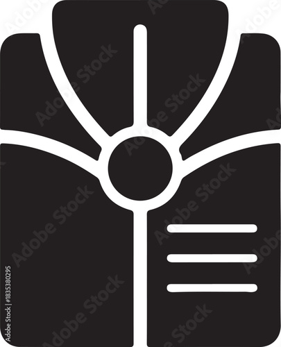 Black and white icon of a lab coat science medical