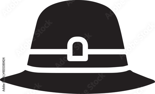 Black pilgrim hat icon thanksgiving colonial