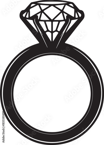 Diamond engagement ring silhouette with clear band