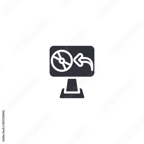 Lens backup icon representing media data protection, secure photo archives, and digital camera file saving.