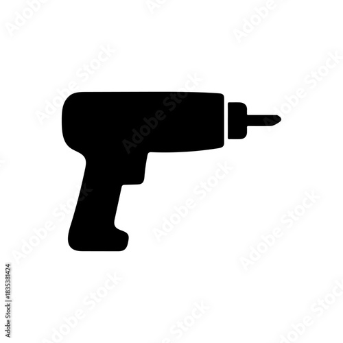 Silhouette of a power drill with a drill bit