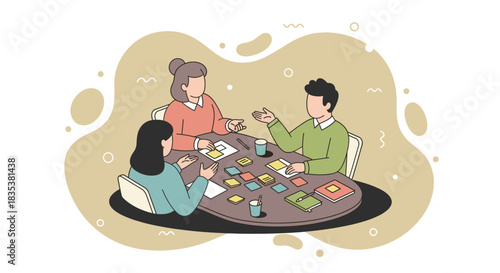 Three friends are gathered around a table, deeply engrossed in playing a board game, enjoying a fun and engaging social activity together at home.