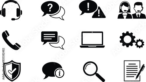 Customer service communication icons set, support and helpdesk Vector