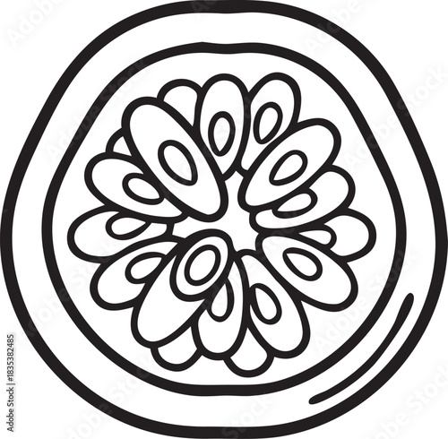 Silhouette of a Passion Fruit in Natural Pose on White Background