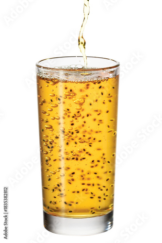 A refreshing and nutritious drink with chia seeds in a transparent glass, showcasing the beauty of healthy eating.