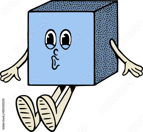 Cube Math Symbol Character Mascot Vector Illustration