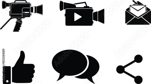 Digital communication and media icons set for modern web design Vector
