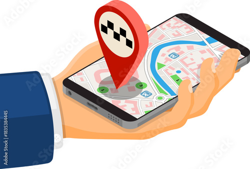 Online Taxi Isometric Concept