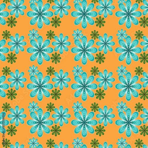 Original name(s): vintage botanica motif in blue and orange
