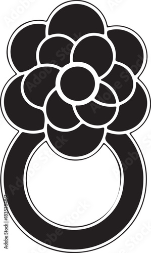 Black flower shaped door knocker with ring decorative