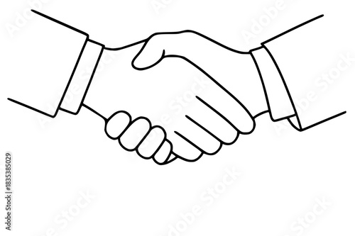 Handshake line art illustration representing agreement, partnership, and business cooperation, concepts of teamwork and collaboration