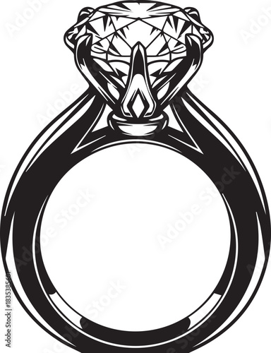 Detailed black silhouette of a diamond ring jewelry
