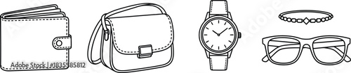 Wallet purse handbag watch bracelet glasses accessories fashion style line