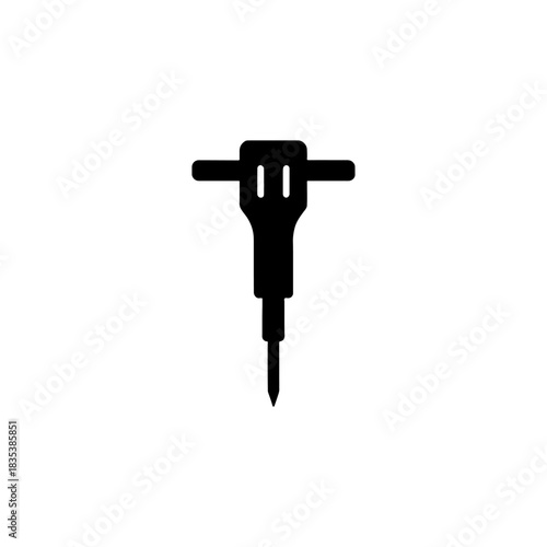 Silhouette of a jackhammer tool on a white background