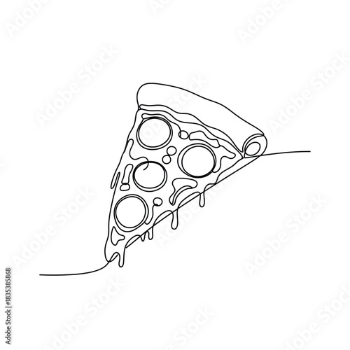 Pizza slice minimalist one line food drawing vector illustration