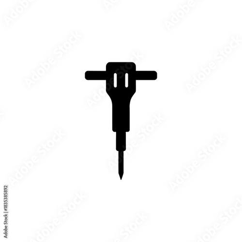Black silhouette of a jackhammer on a white background