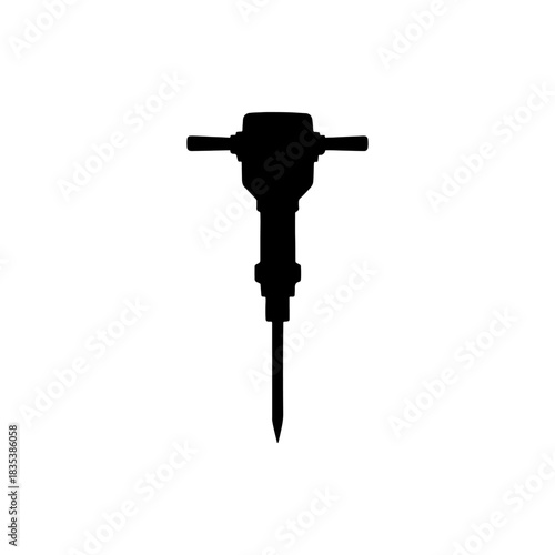 Silhouette of a jackhammer tool on a white background