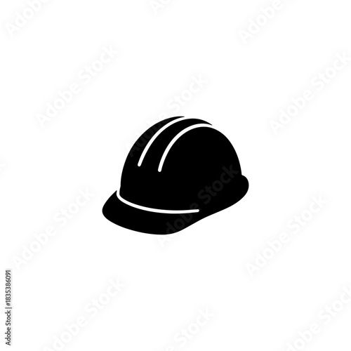 Black hard hat icon representing safety and construction work