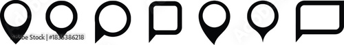 location pin, map marker, pointer, icon, symbol, speech bubble, chat bubble, message, notification, navigation, place, address, communication, graphic, design, set, collection, isolated, white backgro