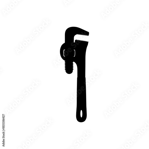 Black silhouette of a pipe wrench and adjustable wrench tool