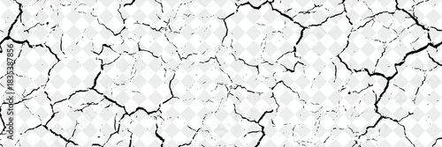 Ground cracks, breaks on land surface from earthquake isolated on transparent background. Vector realistic set of fissure in ground, crevices from disaster or drought, black fractures top view