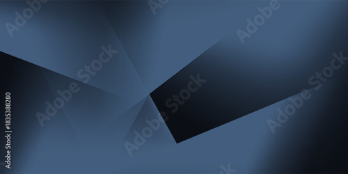 Modern black blue abstract background. Minimal. Color gradient. Dark. Web banner. Geometric shape. 3d effect. Lines stripes triangles.