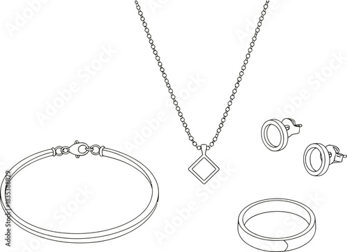 Jewelry necklace earrings ring bracelet fashion style luxury elegant gift