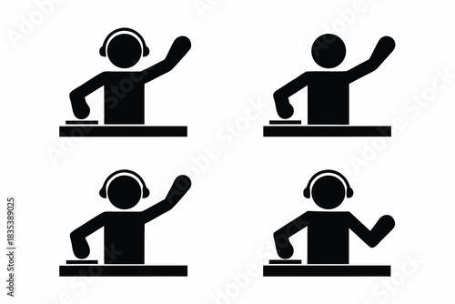 set of DJ party icon silhouette vector illustration isolated on white background